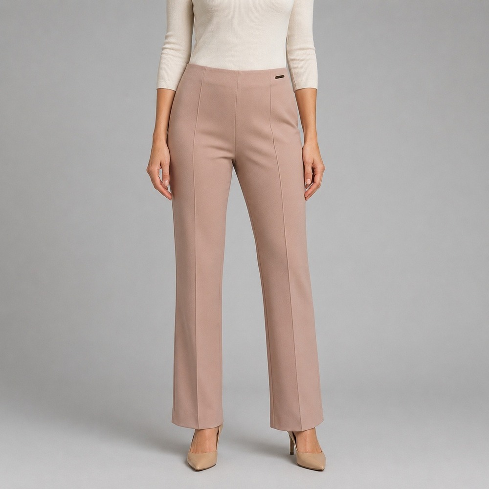 Anne Klein Womens Size 8 Mauve Pink Stitched Crease Pull On Stretch Dress Pants